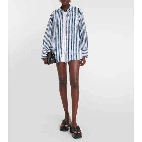 Vince women’s Painterly Stripe Oversized Shirt White Blue S - Picture 4 of 16